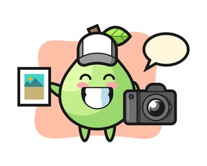 Character illustration of guava as a photographer