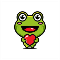 vector design of cute cartoon animal frog hugging love