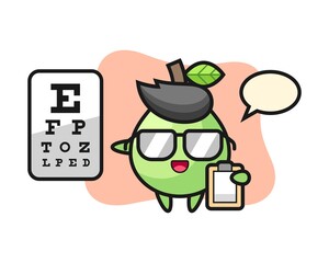 Illustration of guava mascot as a ophthalmology