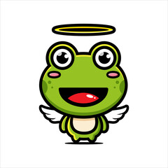 vector design of cute cartoon frog animal to be an angel