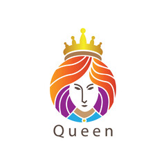 queen logo illustration color vector woman crown design