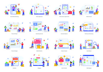 Obraz premium Flat Illustrations of Online Business Management