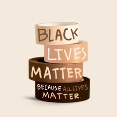 Black Lives Matter movement on stacked tapes artsy social media post