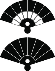 Chinese handheld paper fan. Handheld fan vector flat icon. © proofman
