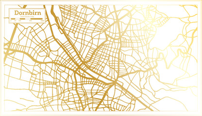 Dornbirn Austria City Map in Retro Style in Golden Color. Outline Map.