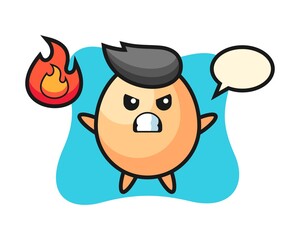 Egg character cartoon with angry gesture