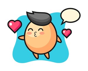 Egg character cartoon with kissing gesture