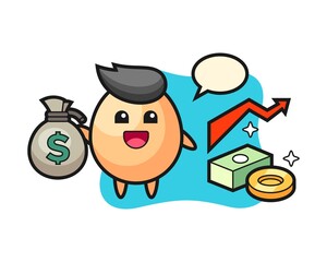 Egg illustration cartoon holding money sack