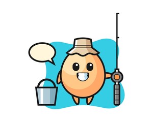 Obraz na płótnie Canvas Mascot character of egg as a fisherman