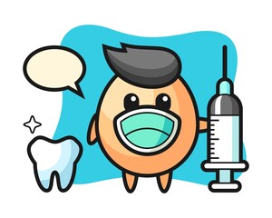 Mascot character of egg as a dentist