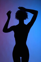 woman body silhouette over color background