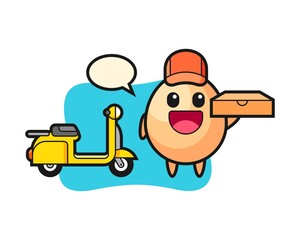 Character illustration of egg as a pizza deliveryman