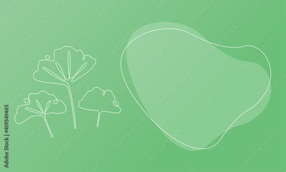 Poster Nature template presentation design with ginkgo biloba. Template for web banner with botany plants tematic. Vector illustration