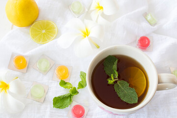 herbal drinks honey lemon for health care ,peppermint with cough sore throat pastille pills...