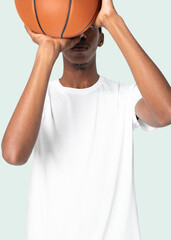 Man in simple white tee studio portrait