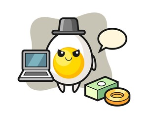 Mascot illustration of boiled egg as a hacker