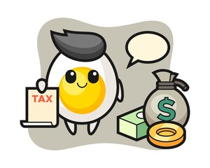 Character cartoon of boiled egg as a accountant