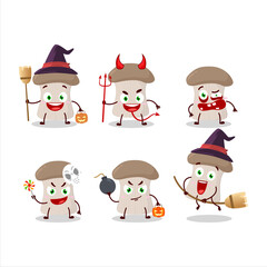 Halloween expression emoticons with cartoon character of oyster mushroom