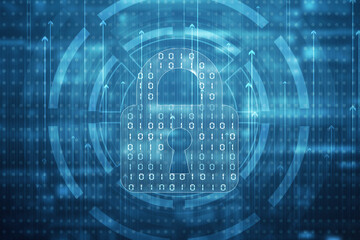 2d illustration Safety concept: Closed Padlock on digital background
