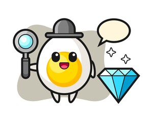 Illustration of boiled egg character with a diamond
