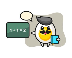 Illustration of boiled egg character as a teacher