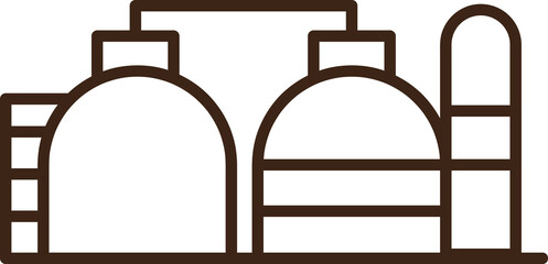 Refinery line icon, fuel and plant, oil factory sign, vector graphics, a linear pattern on a white background. Editable stroke and color
