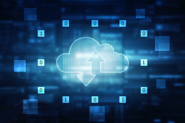 
2d illustration uploading downloading arrow with cloud 