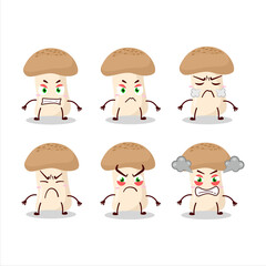 Shimeji mushroom cartoon character with various angry expressions
