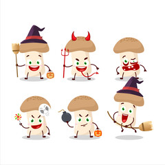 Halloween expression emoticons with cartoon character of shimeji mushroom