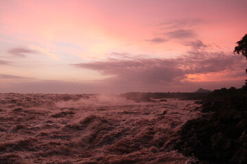 Cambodia.  Sunrise on the Mekong River in Stung Treng province. 