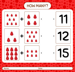 How many counting game with rose apple. worksheet for preschool kids, kids activity sheet, printable worksheet