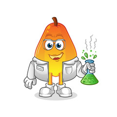 papaya scientist character. cartoon mascot vector