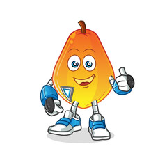papaya robot character. cartoon mascot vector