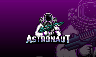 Astronaut holding gun esport logo