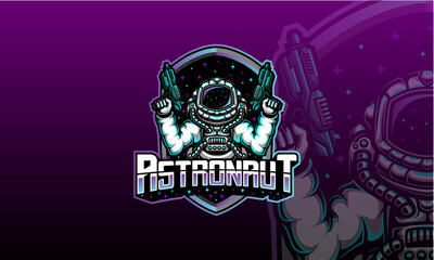 Astronaut holding gun esport logo