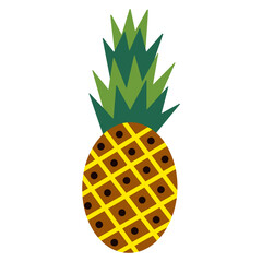 Vector illustration of bright fruit pineapple. Isolated vector icon in flat style on white background.