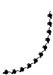 The frame on the vertical sheet of the A4 is made of cat silhouettes. Pets, cats.