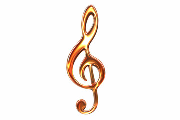 3D render of pink glass music clef symbol isolated on white