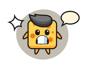 Cheese character cartoon with shocked gesture