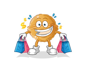 walnut shoping mascot. cartoon vector