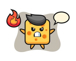 Cheese character cartoon with angry gesture