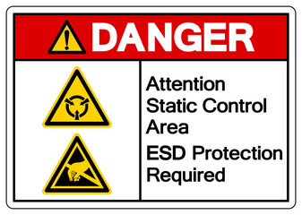 Danger Attention Static Control Area ESD Protection Required Symbol Sign, Vector Illustration, Isolated On White Background Label .EPS10