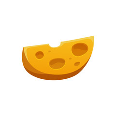 Piece of Swiss cheese isolated grocery food product cartoon icon. Vector healthy eating, italian and french cuisine appetizer snack, nutrition Emmental or Edam cheese with holes or circles