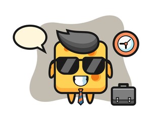 Obraz premium Cartoon mascot of cheese as a businessman