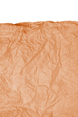 Close up texture of crumpled paper on white background