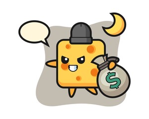 Illustration of cheese cartoon is stolen the money