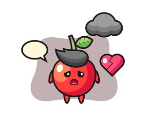 Cherry cartoon illustration is broken heart