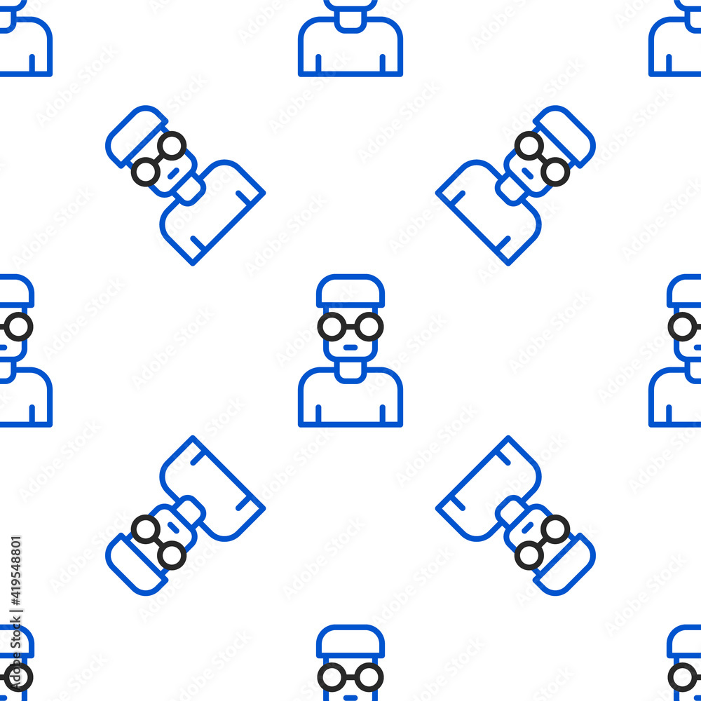 Poster line nerd geek icon isolated seamless pattern on white background. colorful outline concept. vector.