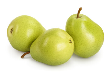 Green pear fruit isolated on white background with clipping path and full depth of field