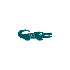 Cute Crocodile green logo illustration. alligator icon cartoon character with teeth and scales